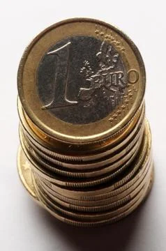 Stack of euros on white background Stock Photos