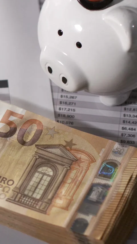 Stack of Fifty Euro Banknotes Dropping in Slow Motion Stock Footage 338141585
