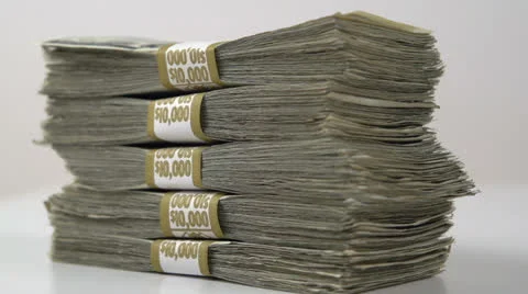 Stack of Fifty Thousand Dollars Stock Footage 26516905
