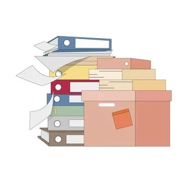 Stack file and folder, lot of work Stock Illustration