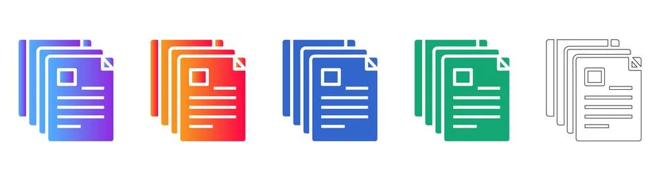 Stack of Files with Document Mark Icons Collection イラスト素材