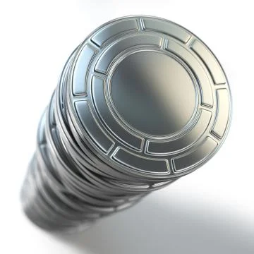 Stack of film reel boxes isolated on white. Movie, cinema or video vintage co Stock Illustration