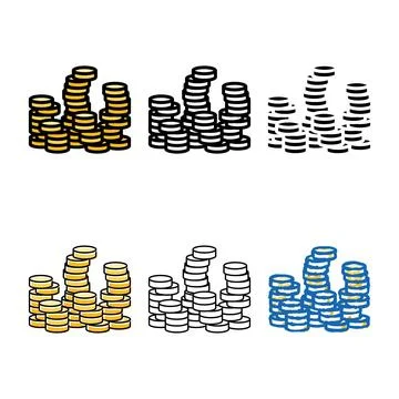 Stack finance currency color multipack icon vector Stock Illustration