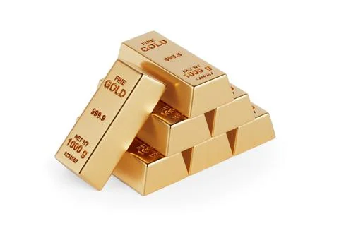 Stack of Fine Gold Bars. 3d Rendering Stock Illustration