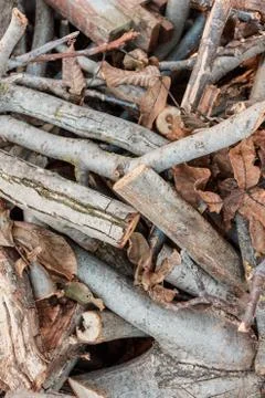 Stack of firewood, background stacks of wood. Dry chopped firewood, ready for Stock-Fotos