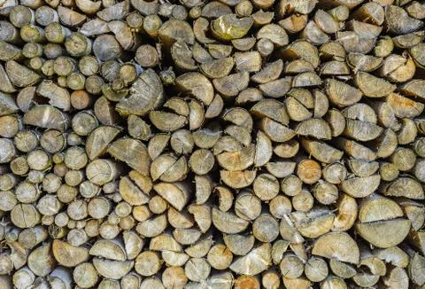 Stack of firewood, close-up Stock Photos