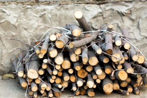 A stack of firewood close up Stock Photos