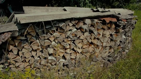 Stack of firewood Stock Footage 55806418