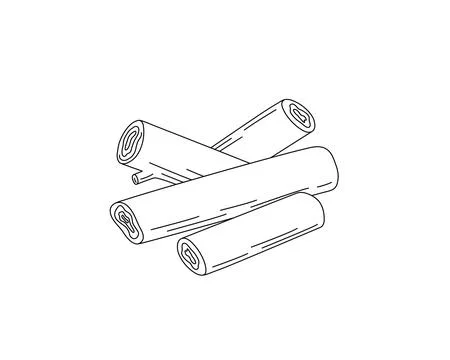 Stack of firewood hand drawn doodle illustration, pile of logs outline clipart Stock Illustration