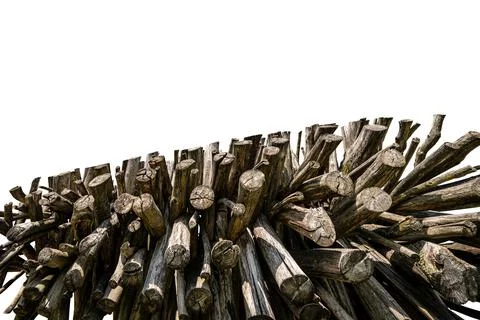 Stack of Firewood Isolated on White Background Stock Photos