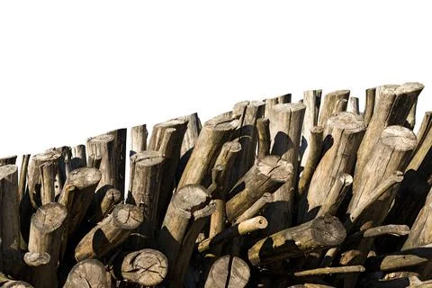 Stack of Firewood Isolated on White Background Stock Photos