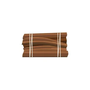 Stack of firewood logs tied up by rope, rectangle pieces of wood cut ready for Stock Illustration