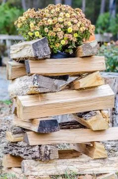 Stack of firewood ready for fireplace Stock Photos