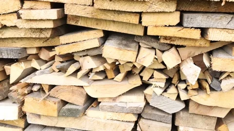 Stack of firewood in a storage area Stock Footage 344401362