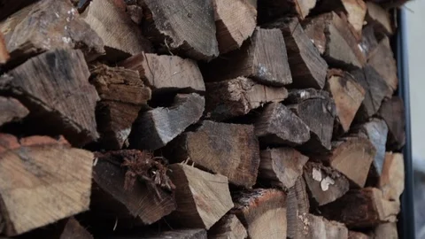 Stack of firewood tilt down Stock-Footage 97816133