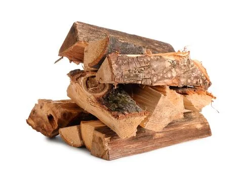 Stack of firewood on white background Stock Photos