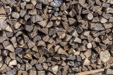 Stack with firewood for the winter Foto stock