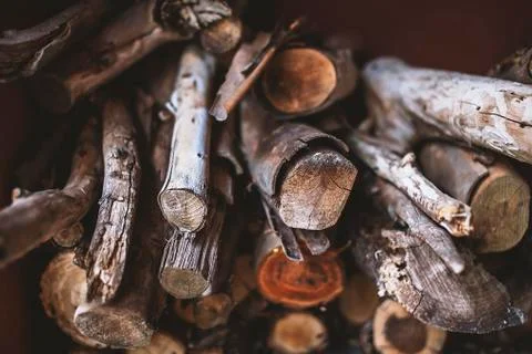Stack of firewood, wooden texture Stock Photos