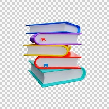 Stack of five books in 3D style. Stock Illustration