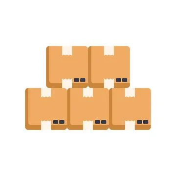Stack of five cardboard boxes ready for shipping Stock Illustration