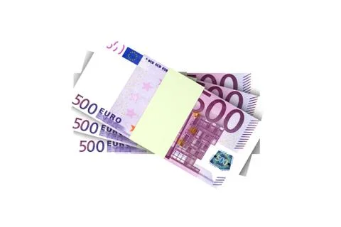 Stack of Five Hundred Euro Banknotes Render Stock Illustration