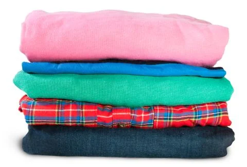 Stack of five types of clothes Stock Photos