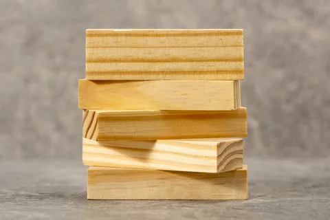 Stack of five wooden blocks Stock Photos