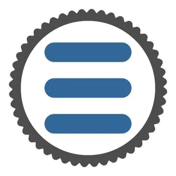 Stack flat cobalt and gray colors round stamp icon Stock Illustration