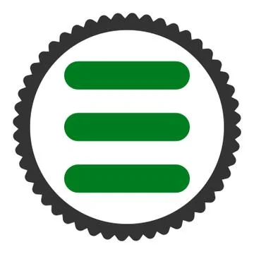 Stack flat green and gray colors round stamp icon Stock Illustration