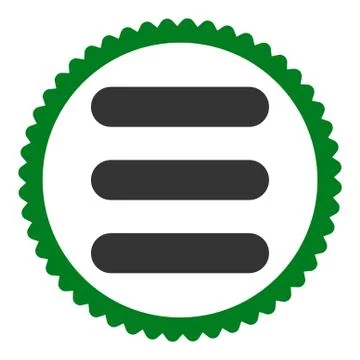 Stack flat green and gray colors round stamp icon Stock Illustration