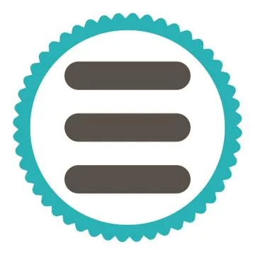 Stack flat grey and cyan colors round stamp icon 库存插图