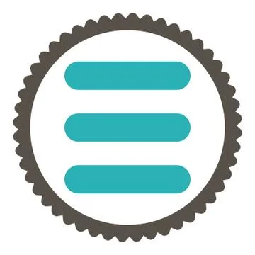 Stack flat grey and cyan colors round stamp icon Illustrazione stock