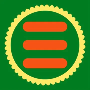 Stack flat orange and yellow colors round stamp icon Illustrazione stock