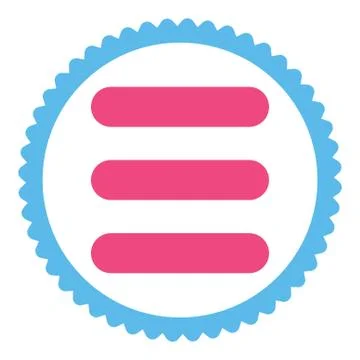 Stack flat pink and blue colors round stamp icon Stock Illustration