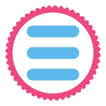 Stack flat pink and blue colors round stamp icon Stock Illustration