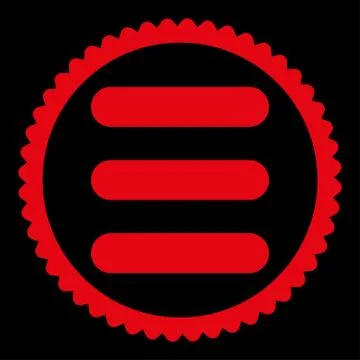 Stack flat red color round stamp icon Stock Illustration