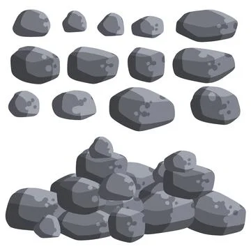 Stack of flat stone rock set. Stock Illustration