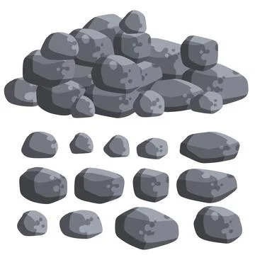 Stack of flat stone rock set. Stock Illustration