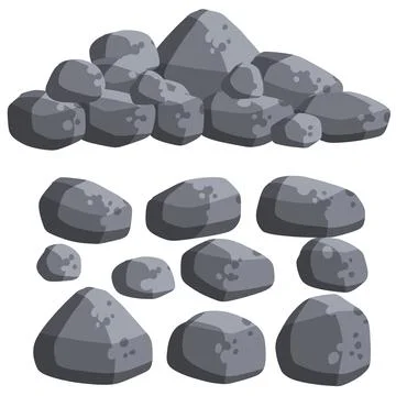 Stack of flat stone rock set. Stock Illustration