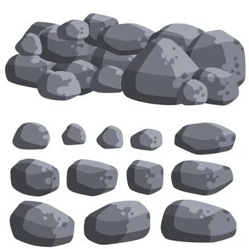 Stack of flat stone rock set. Stock Illustration