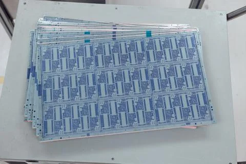 Stack of flex circuits in flexible electronics factory Stock Photos