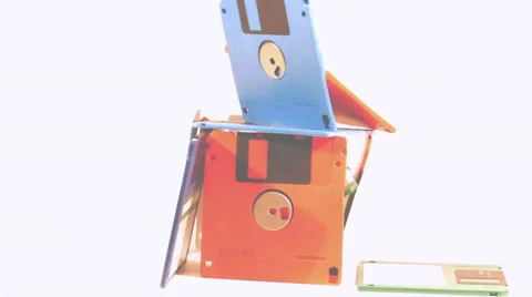 Stack of Floppy Discs Falls Over Vídeo Stock 41337714