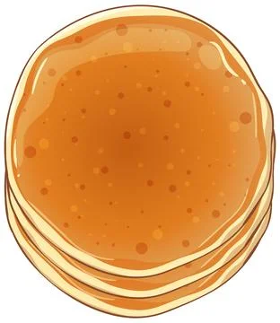 Stack of Fluffy Pancakes with Syrup Top View Illustration イラスト素材
