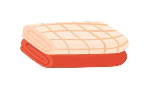 Stack of folded checkered towels, tablecloth or dry kitchen napkin Illustrazione stock