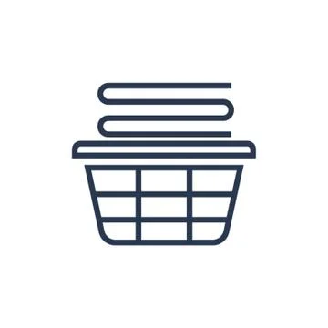 Stack of folded clothes in laundry basket 스톡 일러스트