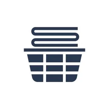 Stack of folded clothes in laundry basket Stock Illustration