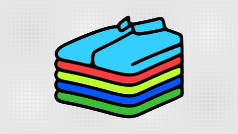 Stack of folded clothes, shirts, t-shirts, clothing and apparel Vidéo 310560120