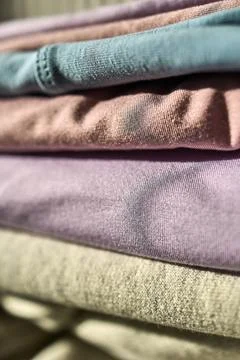 Stack of Folded Clothes Textile Stock Photos