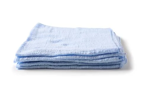 Stack of folded light blue cotton gauze towels for cleaning and personal care Stock Photos