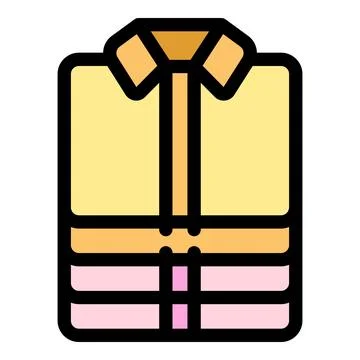 Stack of folded shirts with collars and ties, laundry icon Stock Illustration